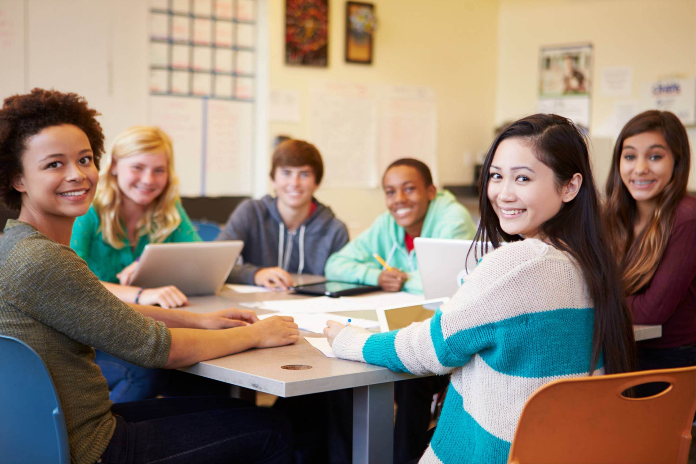 A group of students working together as part of the Ontario Career Lab